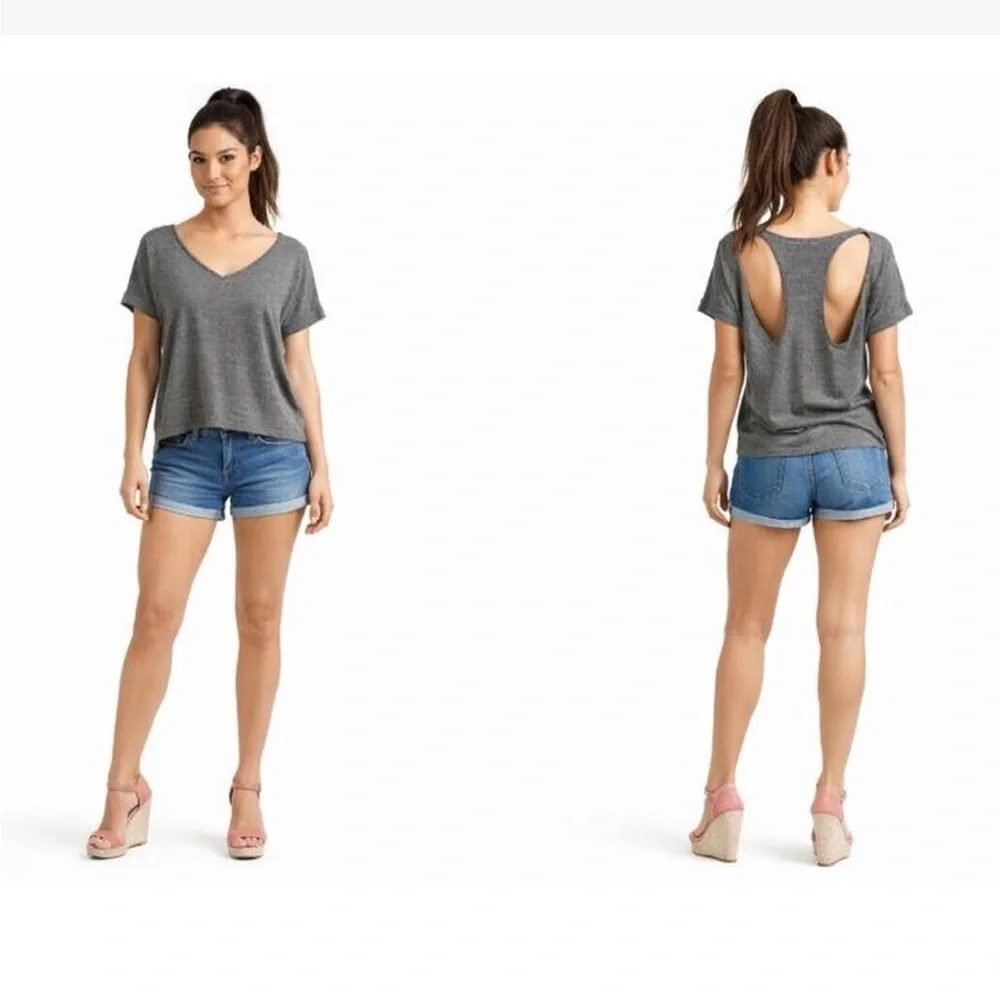 Gray Tee w/Open Racerback Detail - Picture 2 of 4
